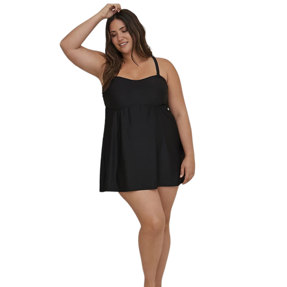 Torrid NWT Wireless Mid Removable Straps Swim Dress With Brief Black Size 00X - Picture 4 of 8